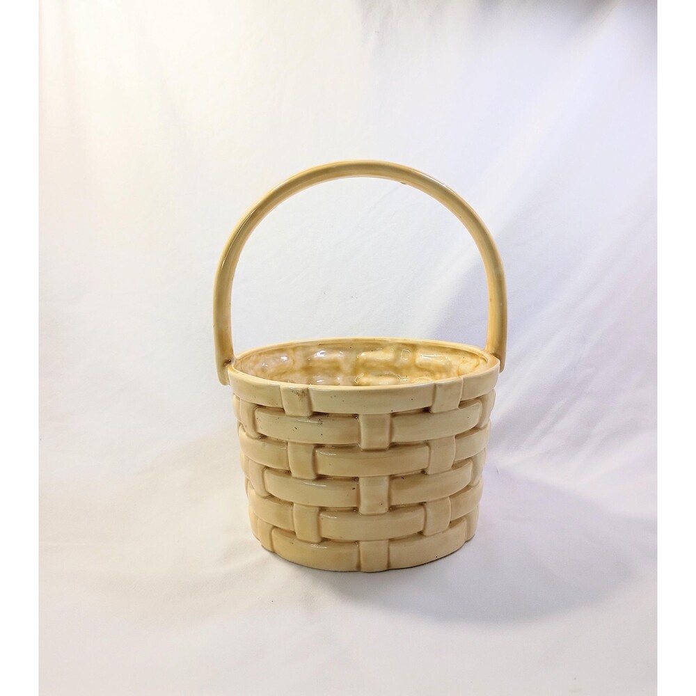 Ceramic Wicker Style Basket with Handle